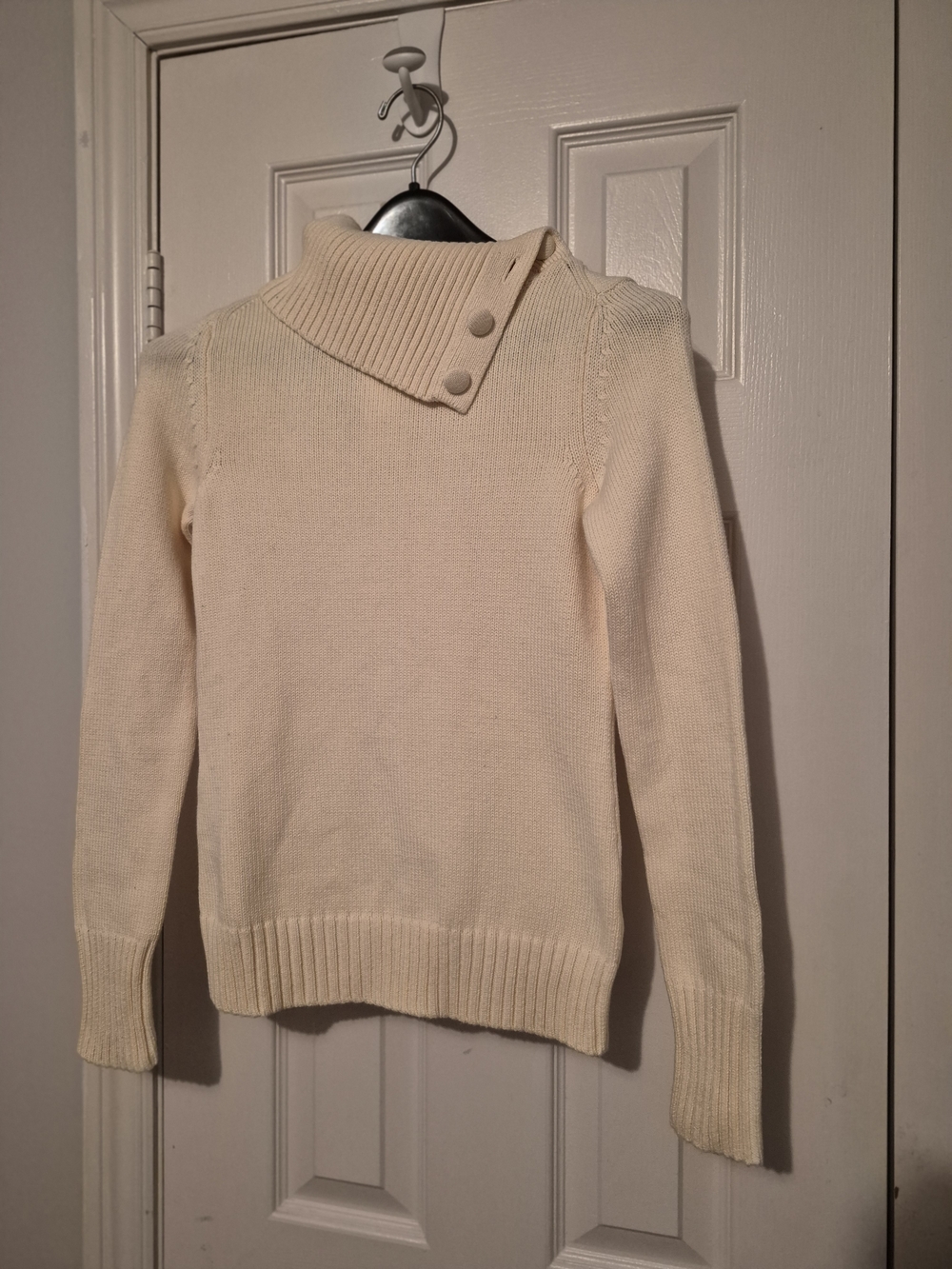 Banana Republic Cream Asymmetrical Button Turtleneck Sweater